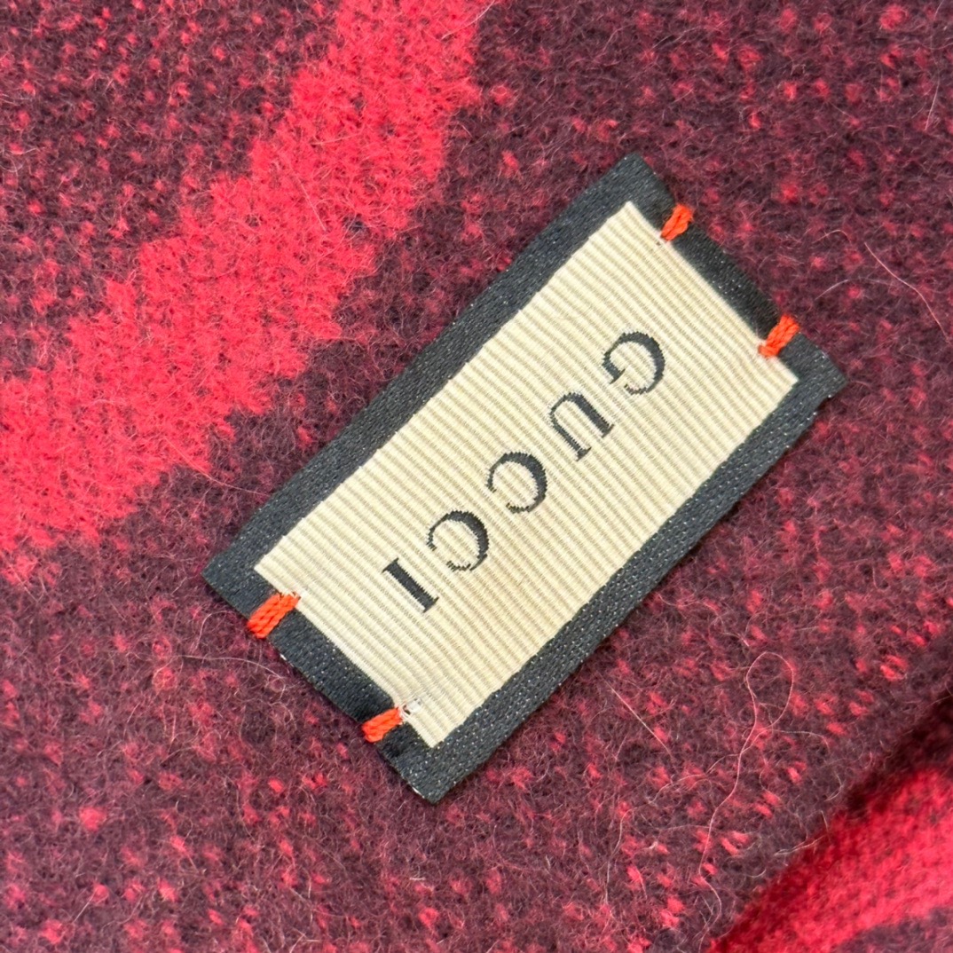 Gucci Jacquard Cashmere Scarf 200*45cm in Red and Burgundy 7 i1696915534 8631 5