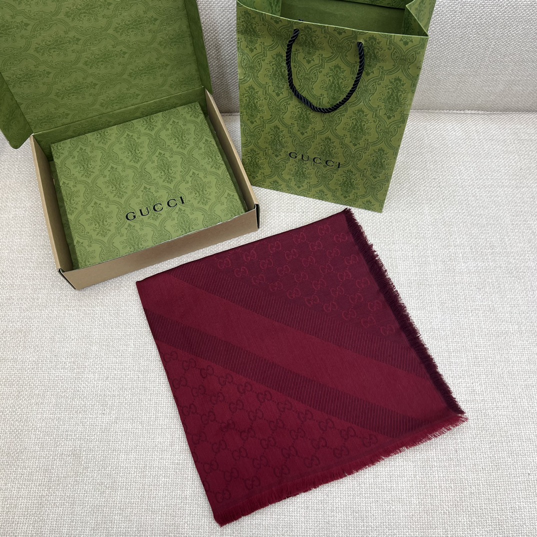 Gucci Wool Silk Blend Scarf - Luxurious 140cm Square in Burgundy 2 i1719992912 3777 1