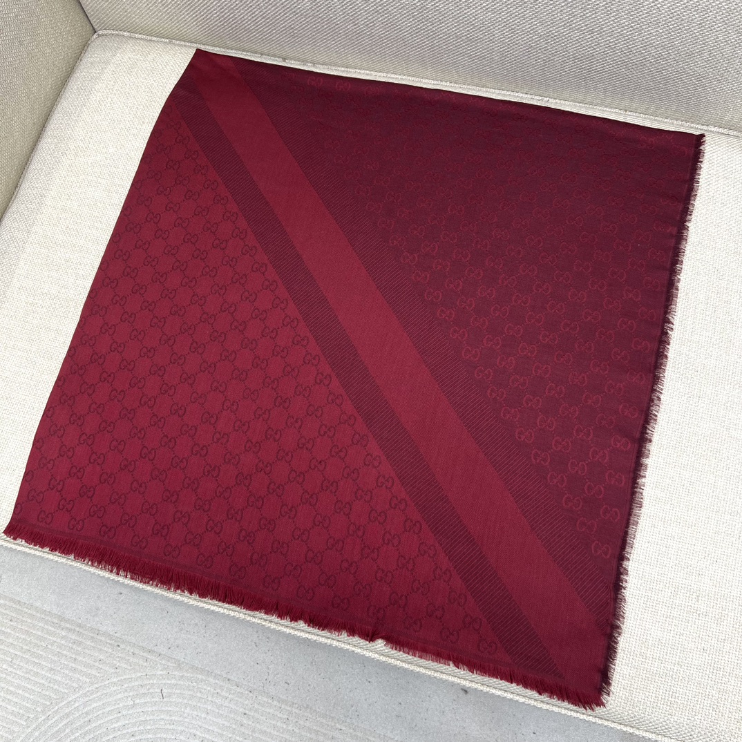 Gucci Wool Silk Blend Scarf - Luxurious 140cm Square in Burgundy 4 i1719992912 8463 2