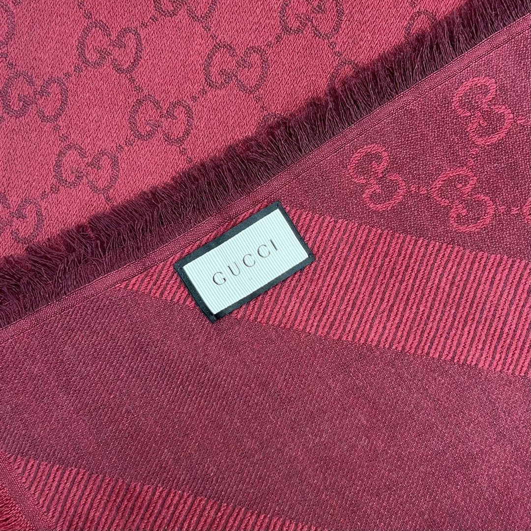 Gucci Wool Silk Blend Scarf - Luxurious 140cm Square in Burgundy 7 i1719992912 9058 5
