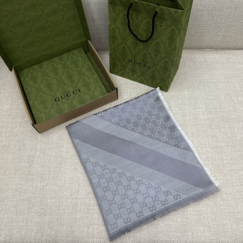 Gucci Wool Silk Blend Scarf - Iconic GG Pattern, 140cm x 140cm 1 Gucci Wool Silk Blend Scarf - Iconic GG Pattern, 140cm x 140cm