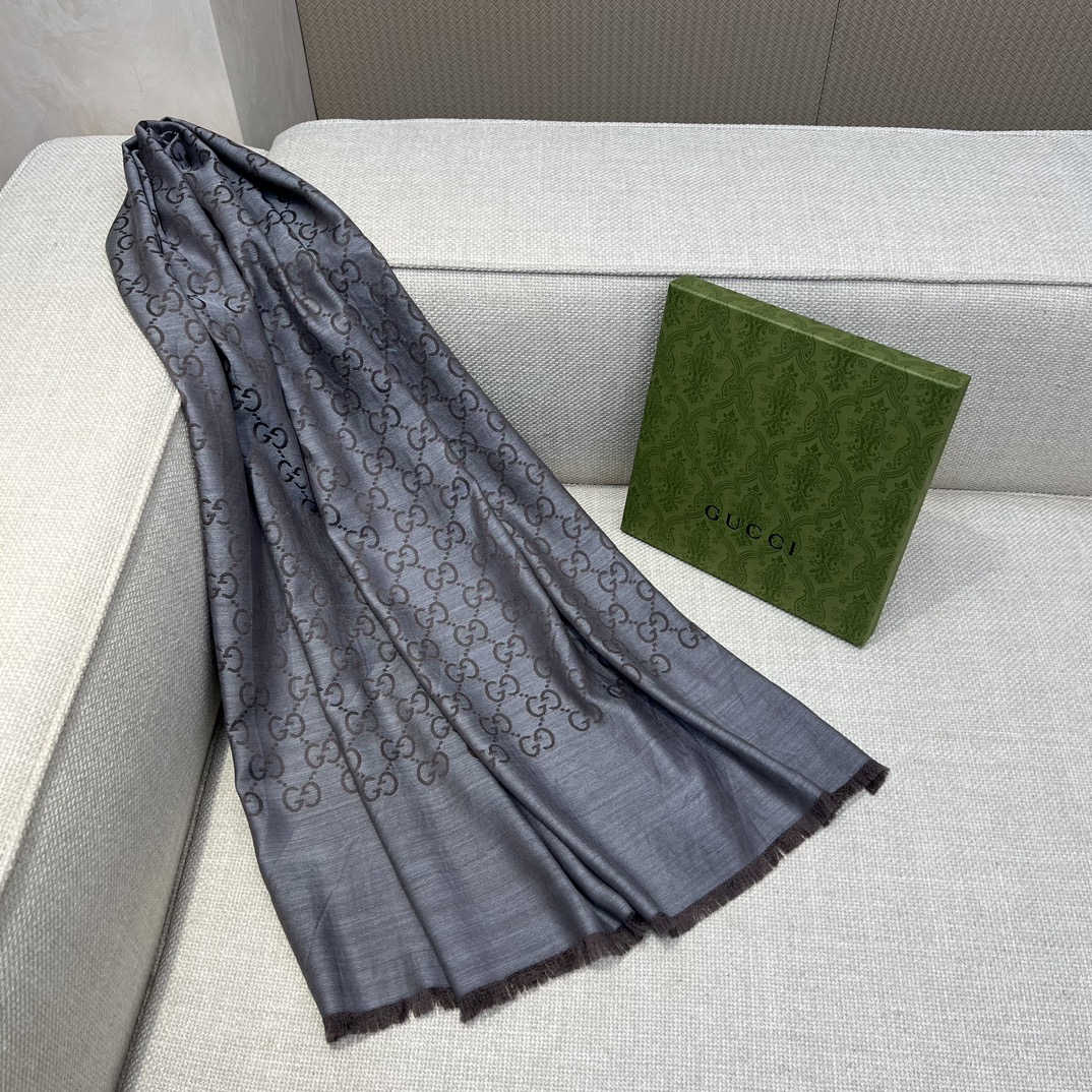 Gucci Jacquard Wool-Silk Scarf, 45x180cm, Double-Sided, Contrasting Colors 3 i1726820574 9680 2