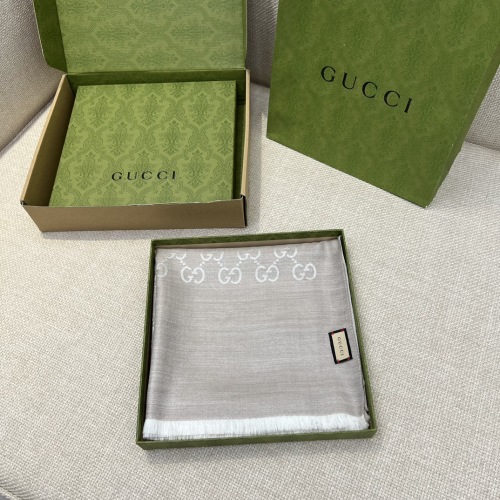 Gucci Jacquard Wool and Silk Scarf, 45 x 180 cm, Beige 1 Gucci Jacquard Wool and Silk Scarf, 45 x 180 cm, Beige