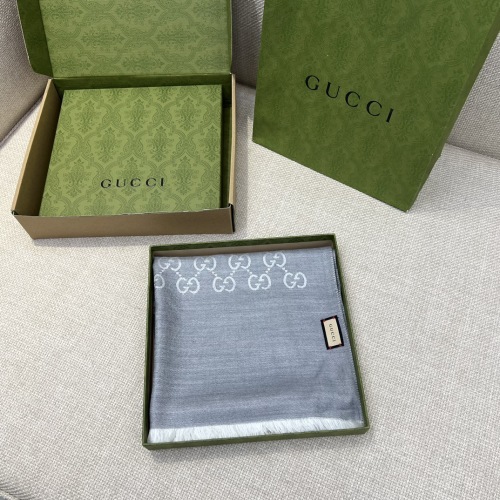 Gucci Jacquard Wool-Silk Scarf, 45 x 180 cm, Double-Sided, Contrasting Colors 1 Gucci Jacquard Wool-Silk Scarf, 45 x 180 cm, Double-Sided, Contrasting Colors