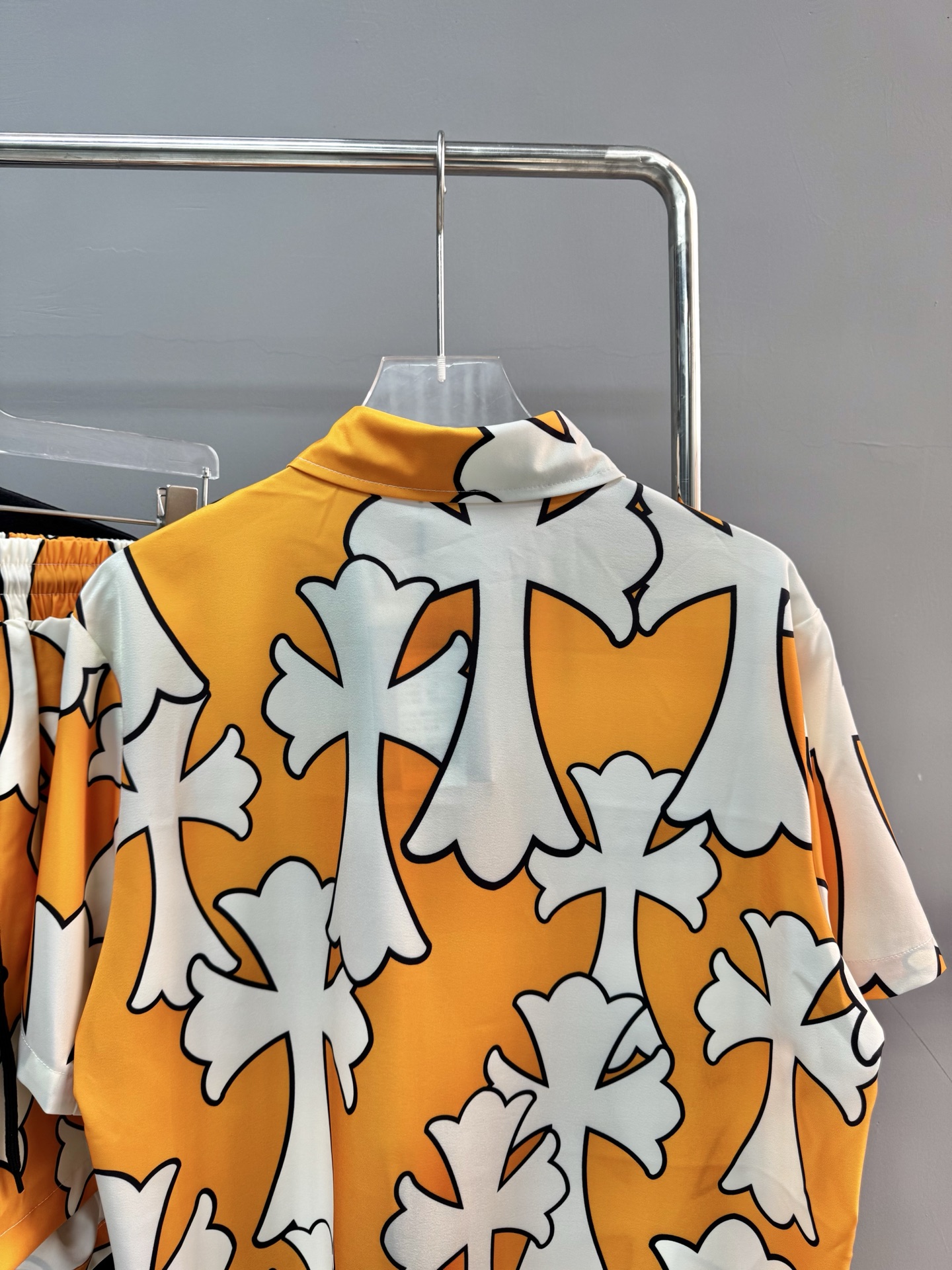 High-End Quality Hearts Iced Cotton Beach Shirts in Yellow Blue, Sizes S-XL - 图片 8