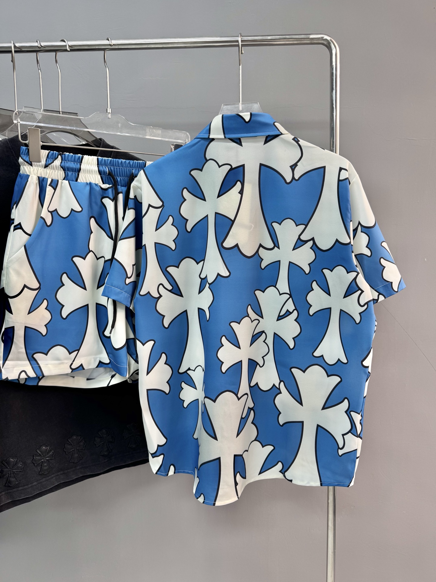 High-End Quality Hearts Iced Cotton Beach Shirts in Yellow Blue, Sizes S-XL - 图片 5