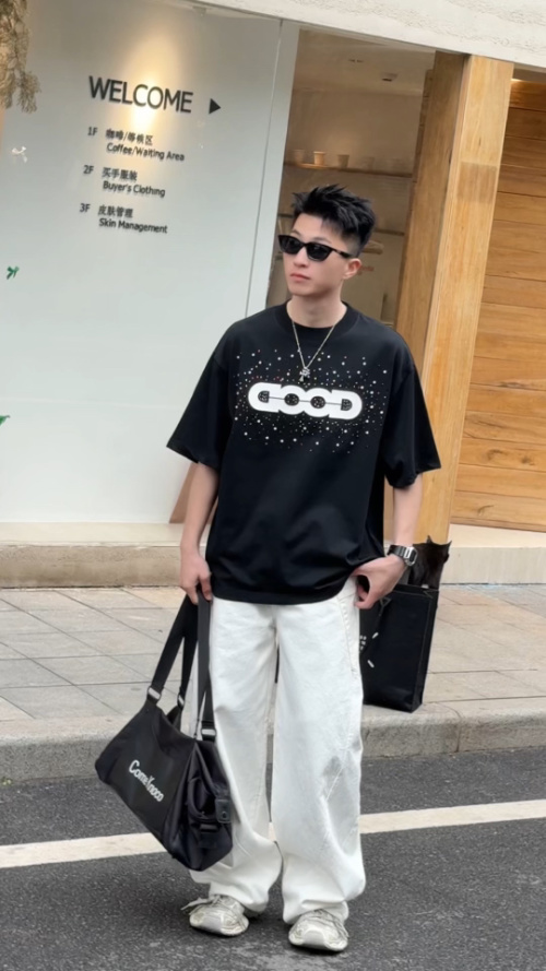 GOOD Brand Summer Short Sleeve T-Shirt with Diamond Accents