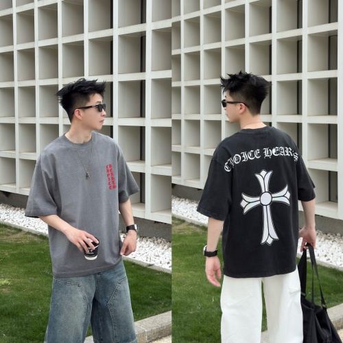 Choice Hearts Vintage-Wash Cotton Tee with Cross Graphic, Streetwear Fashion