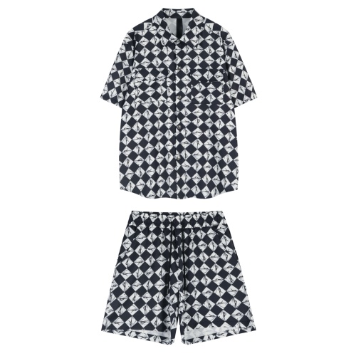 Choice Hearts Men's Ice Silk Cotton Beach Printed Shirt & Shorts Set