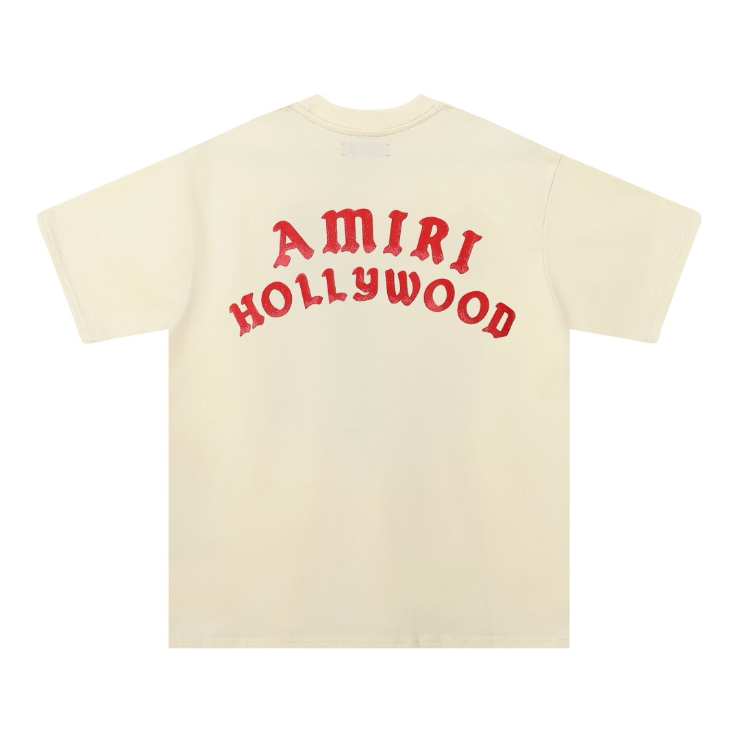 Amiri Hollywood Graphic Print Crew Neck T-Shirt, Unisex Short Sleeve Tee