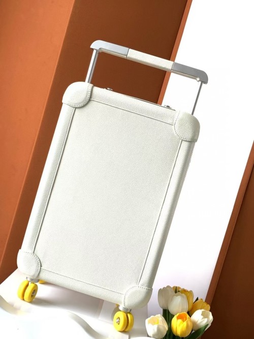 Luxury Togo Leather 20-inch Rolling Suitcase - Carry-On Luggage, White 1 Luxury Togo Leather 20-inch Rolling Suitcase - Carry-On Luggage, White