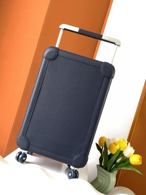 Luxury Midnight Blue Leather Carry-On Suitcase with Aluminum Handle 1 Luxury Midnight Blue Leather Carry-On Suitcase with Aluminum Handle