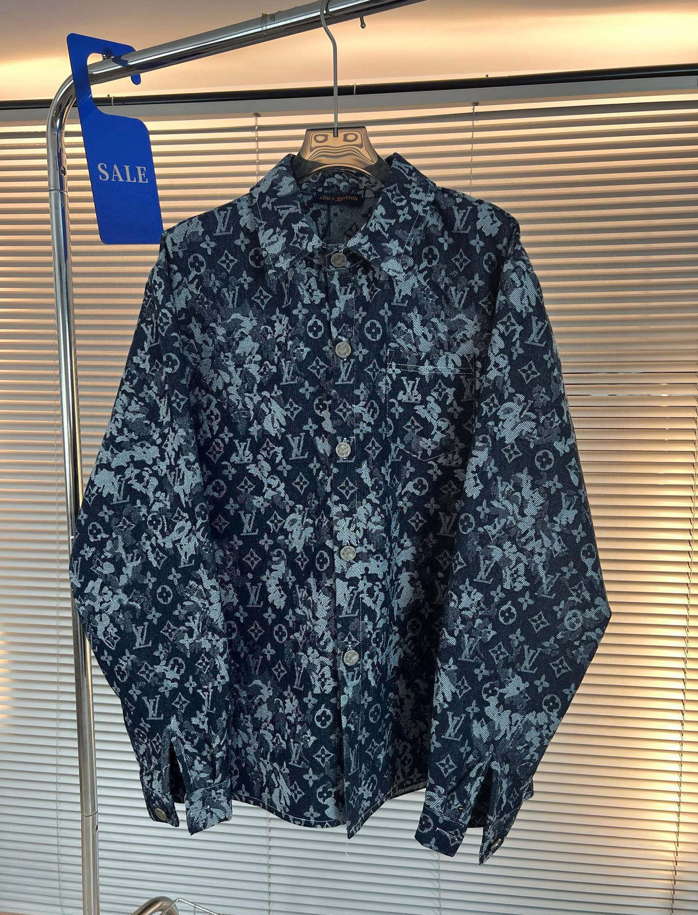 Louis Vuitton 24SS Jacquard Denim Long Sleeve Shirt Jacket - Blue
