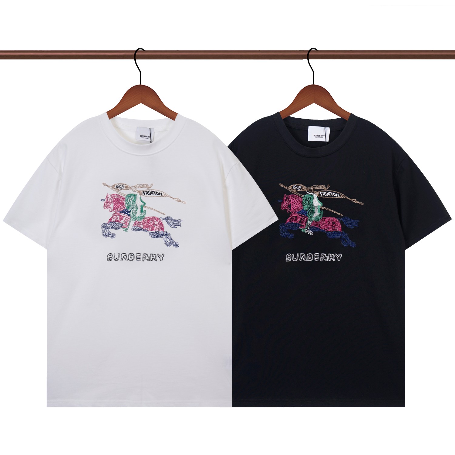 💰132 QN R360 BURBERRY CLASSIC COLORED HORSE, ABSTRACT LETTER LOGO EMBROIDERY S-XXL 5 YARDS - 图片 1