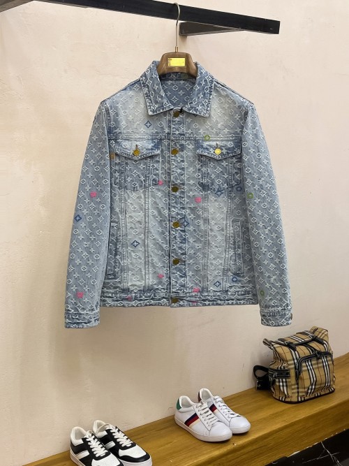 Louis Vuitton 2025SS Men's Denim Jacket with Monogram, Size M-3XL 1 Louis Vuitton 2025SS Men's Denim Jacket with Monogram, Size M-3XL