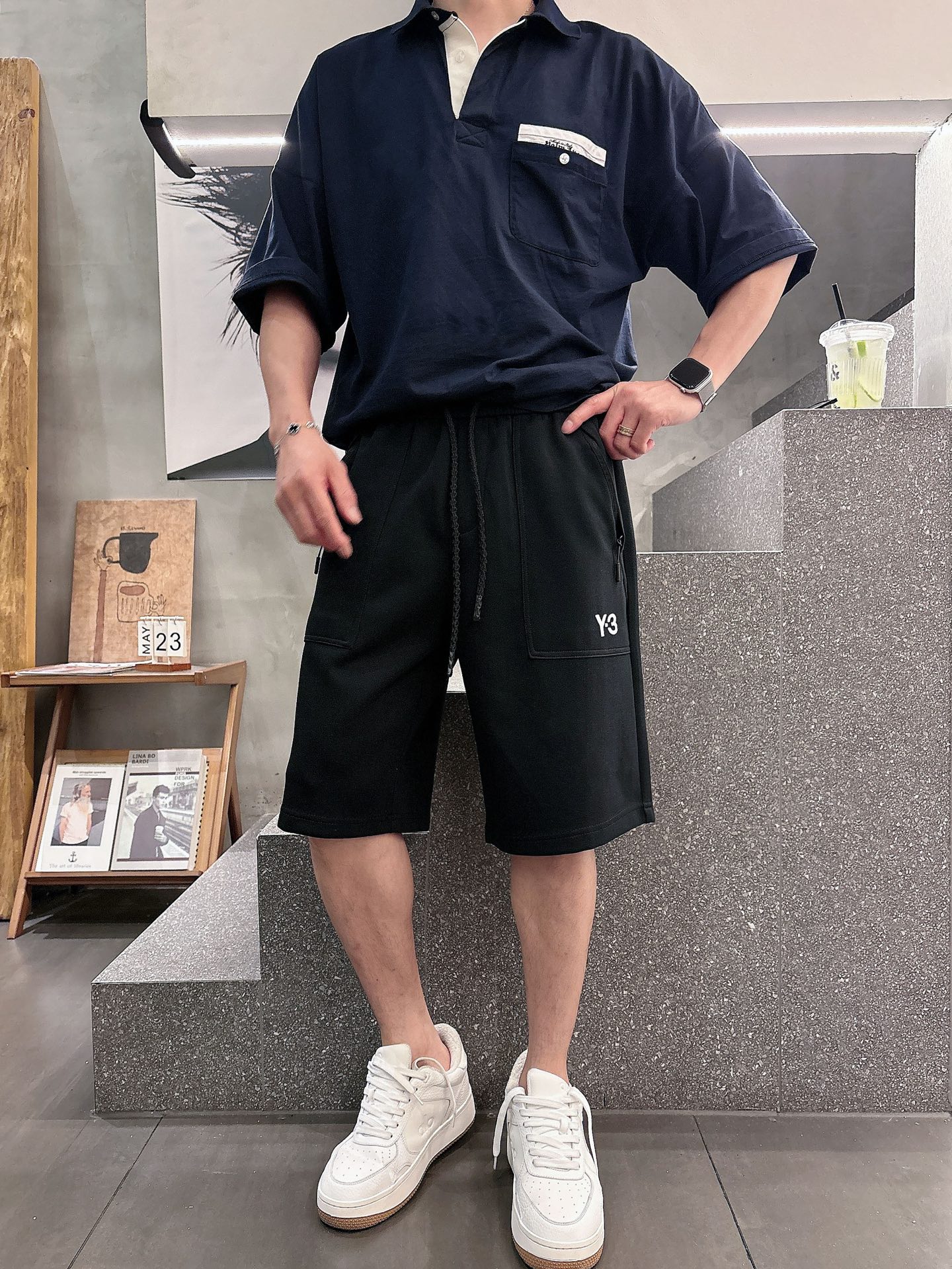 Y3  三标齐全    2026夏季新款男士休闲短裤，高级定制面料透气面料 透气弹力舒适度极高，细节无可