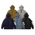 Stone Island Clothing Coats & Jackets Down Jacket Black Blue Grey Light Yellow Embroidery Cotton Down Nylon Winter Collection