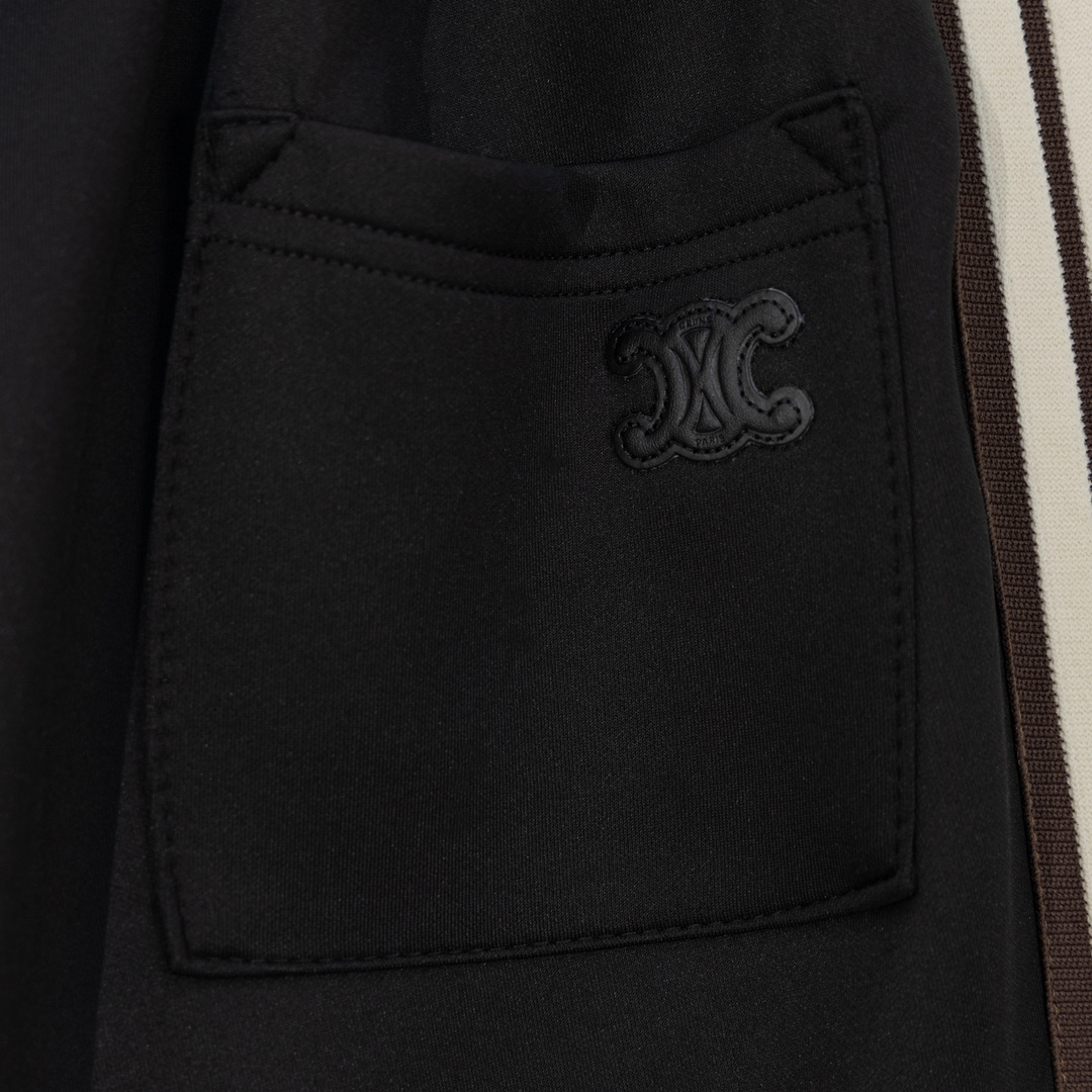 Top Version Celine/Cyleen 24SS Side-Banded Logo Shorts in Black, 320g HBs Fabric, Sizes S-XL - 图片 3