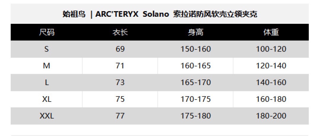 合集图 索拉诺 始祖鸟 ｜ARC'TERYX  Solano  索拉诺防风软壳立领夹克 𝐒𝐢𝐳𝐞： 𝐒 𝐌 𝐋 𝐗𝐋 𝐗