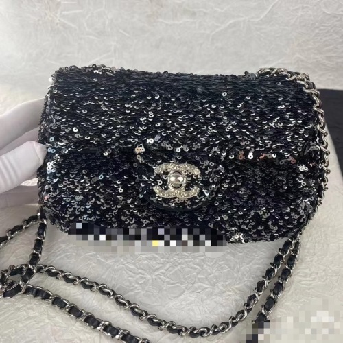 Chanel Black Sequin Flap Bag, 20cm, Silver Hardware, Evening & Party Clutch 1 Chanel Black Sequin Flap Bag, 20cm, Silver Hardware, Evening & Party Clutch
