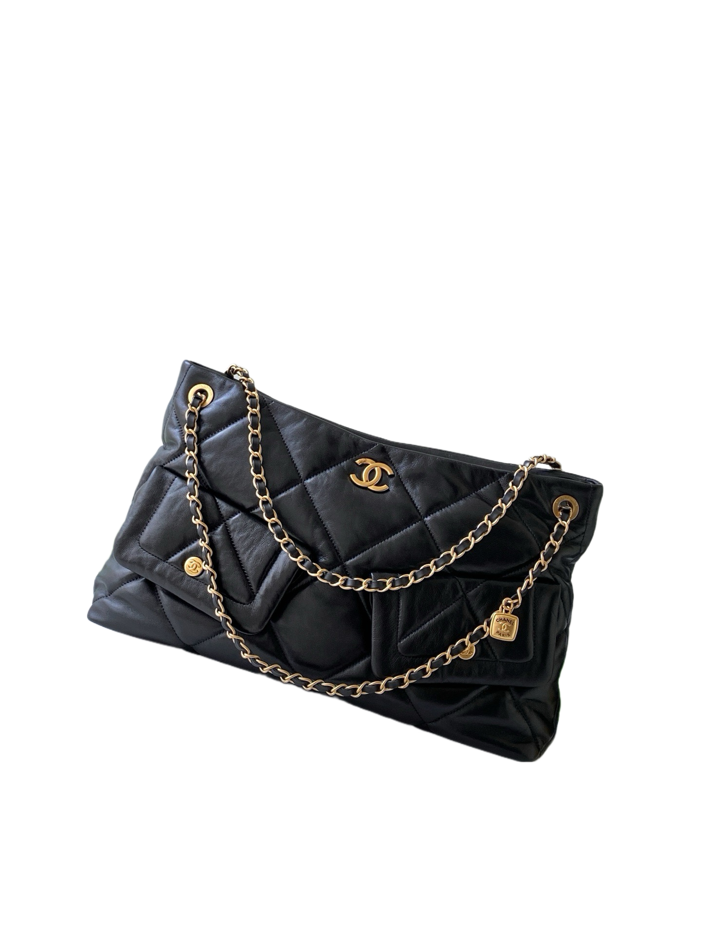 Chanel Black Quilted Leather Shoulder Bag with Chain Strap