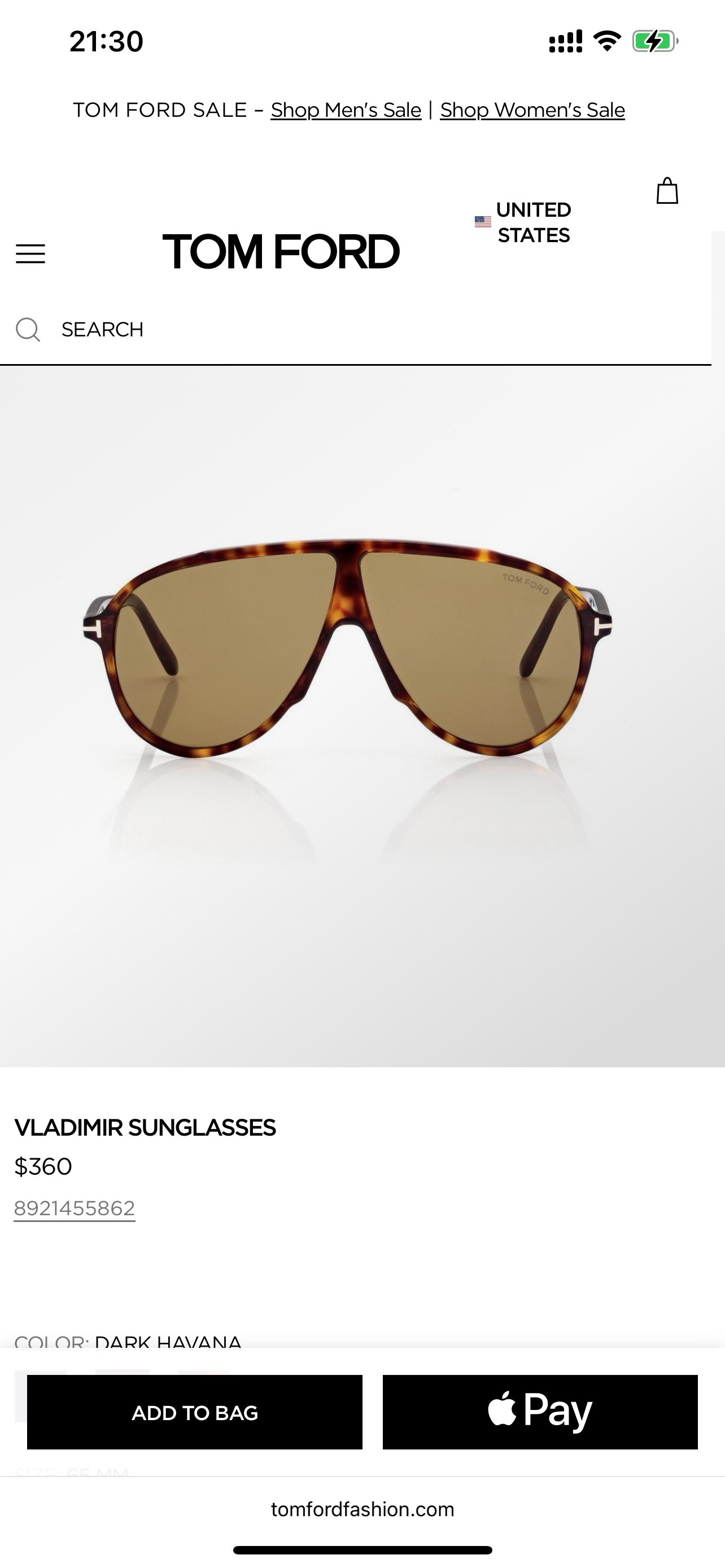 TOM FORD Sunglasses Acetate Aviator FT1211