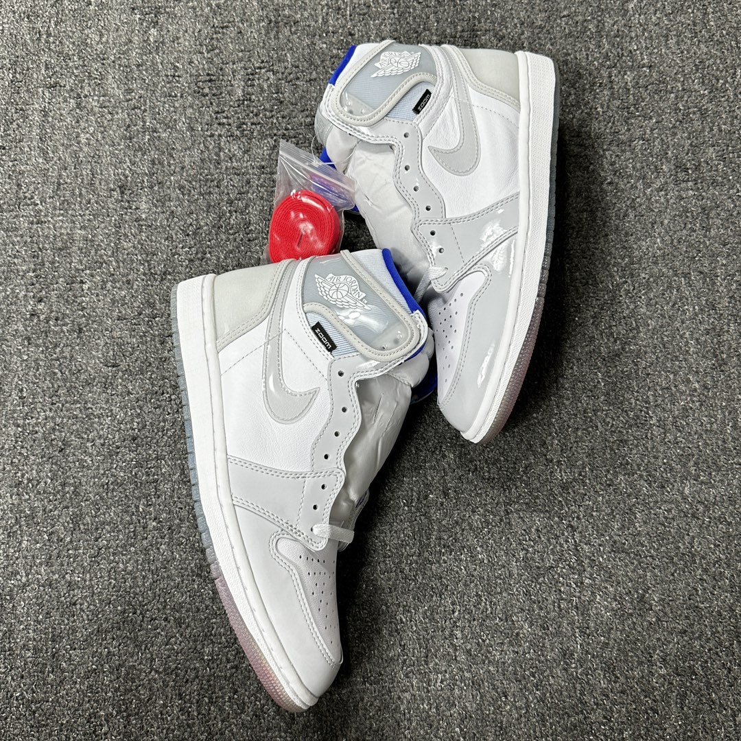 福利特价AirJordan1ZoomR2TAJ1白灰白蓝漆皮渐变底DIORCK6637-104aj1小迪