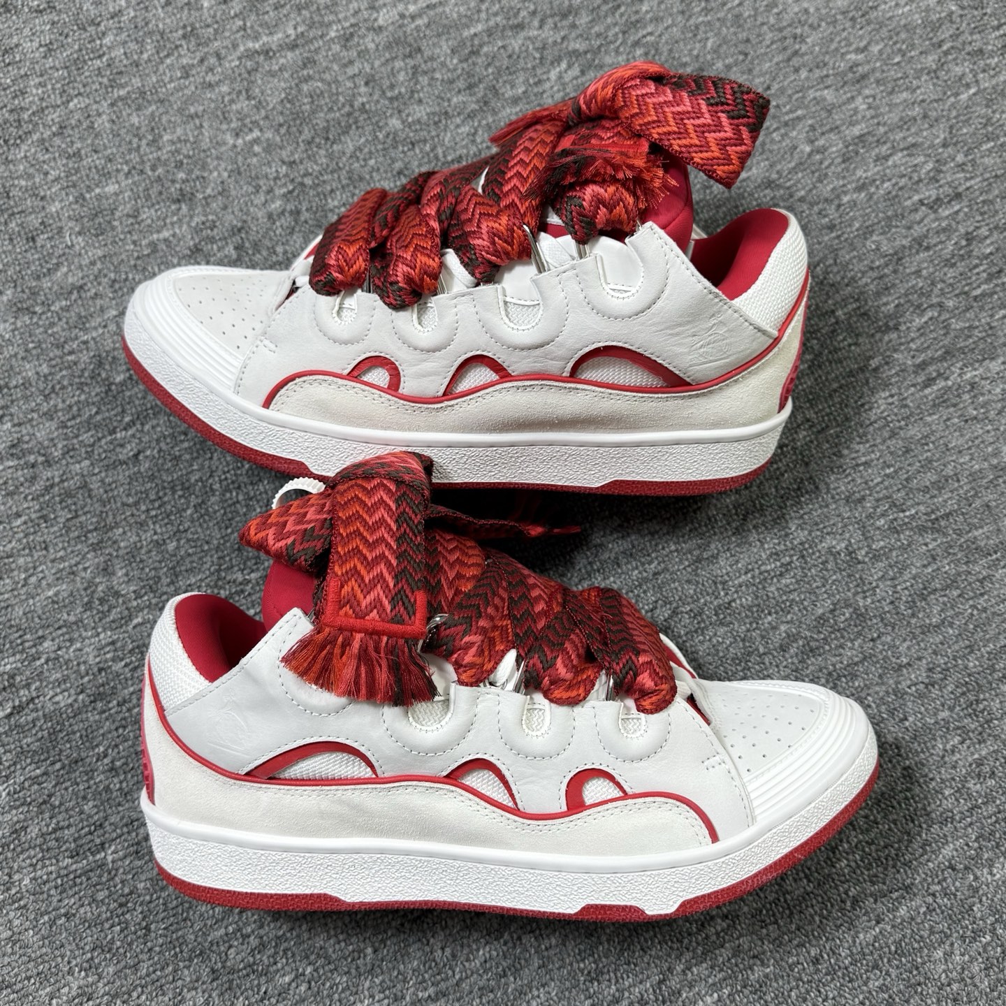 OG版本顶级 浪凡 面包鞋 Curb 白红 货号FM-SKRK11-DRAP-P230030 男女 Lanvin