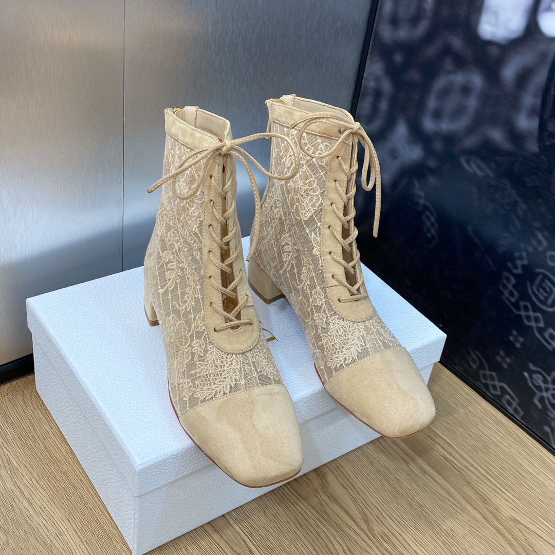 Dior Boots Rose Embroidery Genuine Leather Sheepskin Spring/Summer Collection