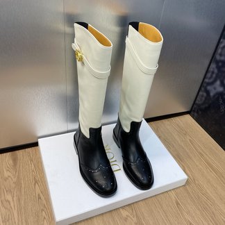 Dior Long Boots Gold Hardware Empreinte​ Calfskin Cowhide Genuine Leather Fall/Winter Collection