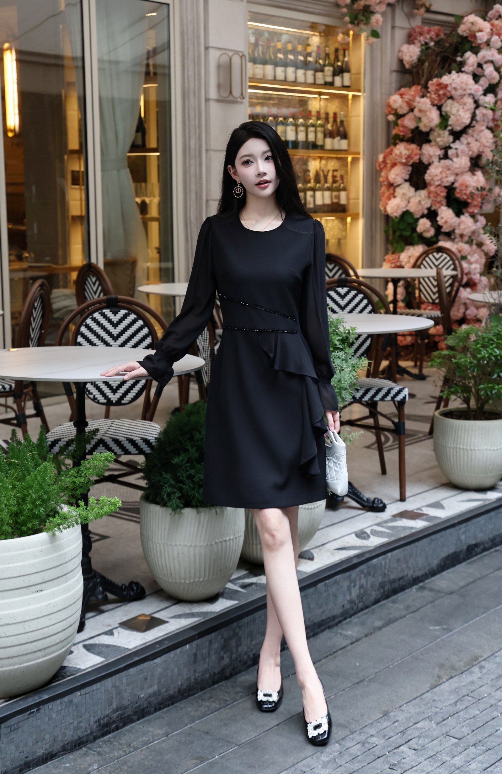 Elegant Chanel-Style Beaded Dress with Ruffle Hem - Chic & Slimming 3 a1756609877341 0234