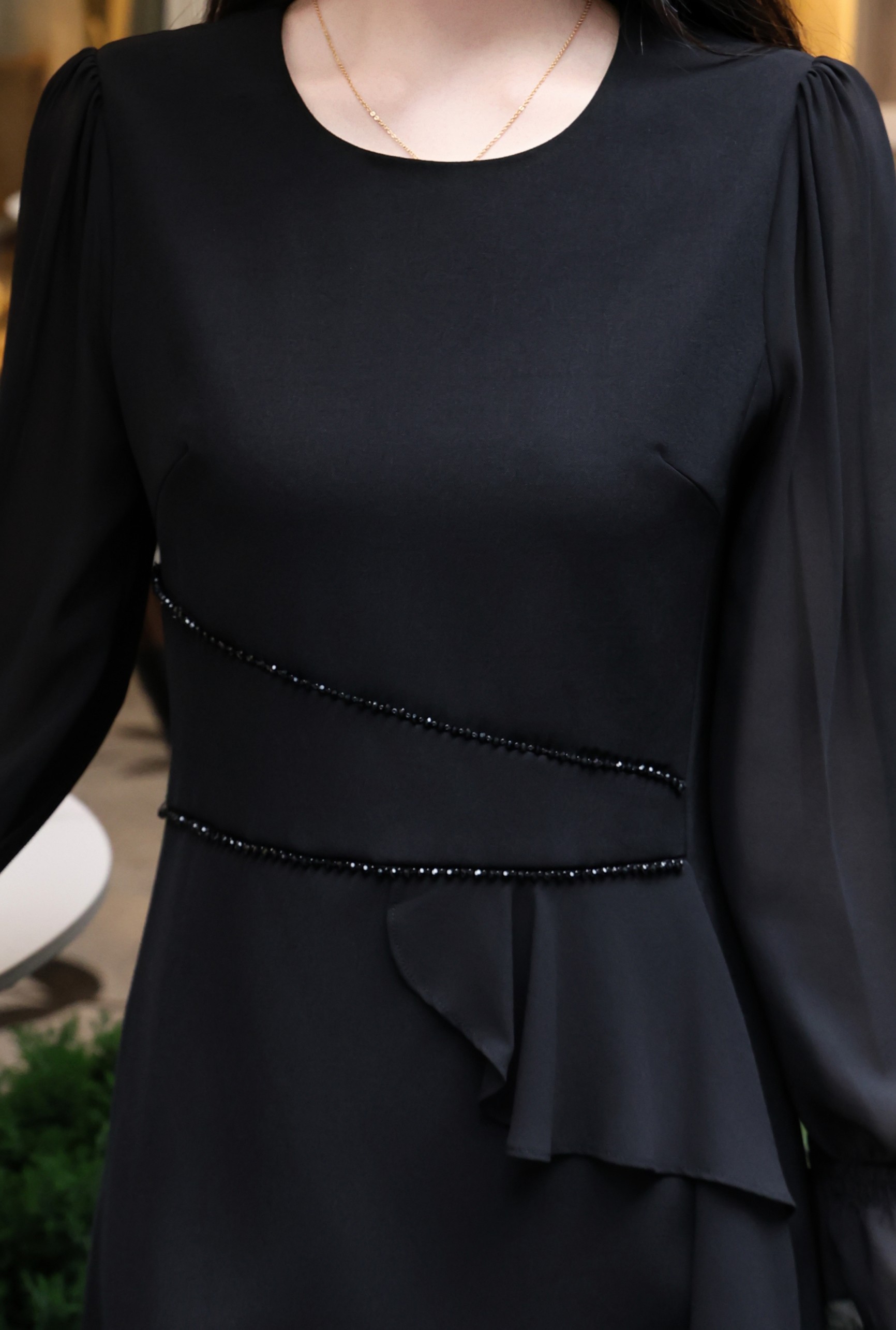 Elegant Chanel-Style Beaded Dress with Ruffle Hem - Chic & Slimming 6 a1756609879233 0262