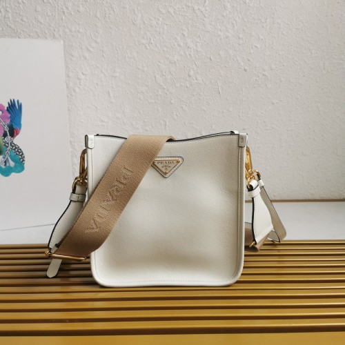 Prada 1BH220 Leather Shoulder Bag with Detachable Straps - White 1 Prada 1BH220 Leather Shoulder Bag with Detachable Straps - White