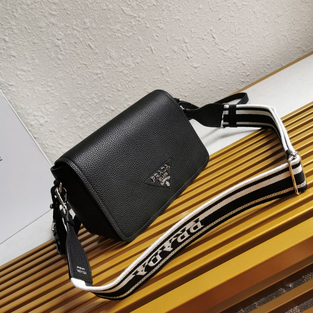 Prada 1BD314 Crossbody Bag with Interchangeable Straps, Leather, Black 4 a1741671817098 3136