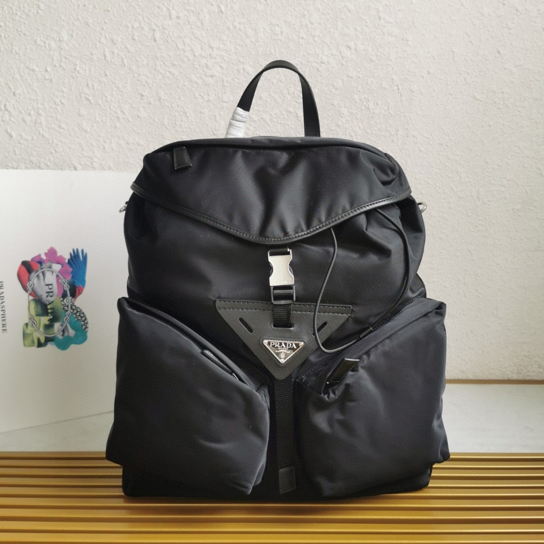 Prada 2VZ108 Black Nylon Backpack with Leather Trim - Versatile and Stylish 2 a1745990961129 7728