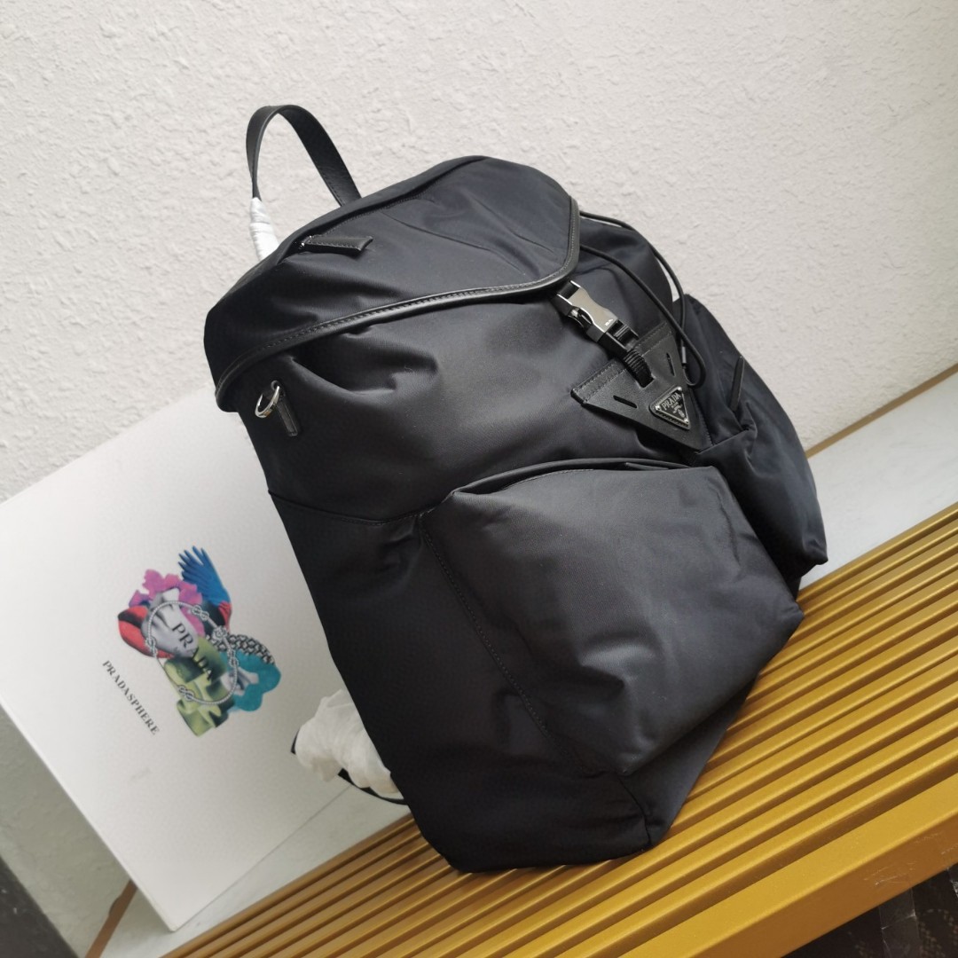 Prada 2VZ108 Black Nylon Backpack with Leather Trim - Versatile and Stylish 3 a1745990987564 8567