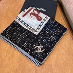 Chanel Best
 Scarf Shawl Black Cashmere Silk Fashion