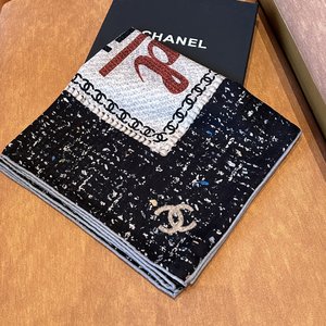 Chanel Best Scarf Shawl Black Cashmere Silk Fashion
