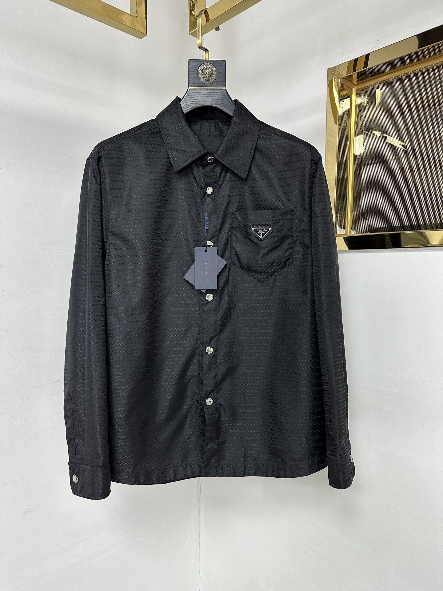 Regenerative Nylon Triangular Flower Jacket with Metal Logo, Modern Style.