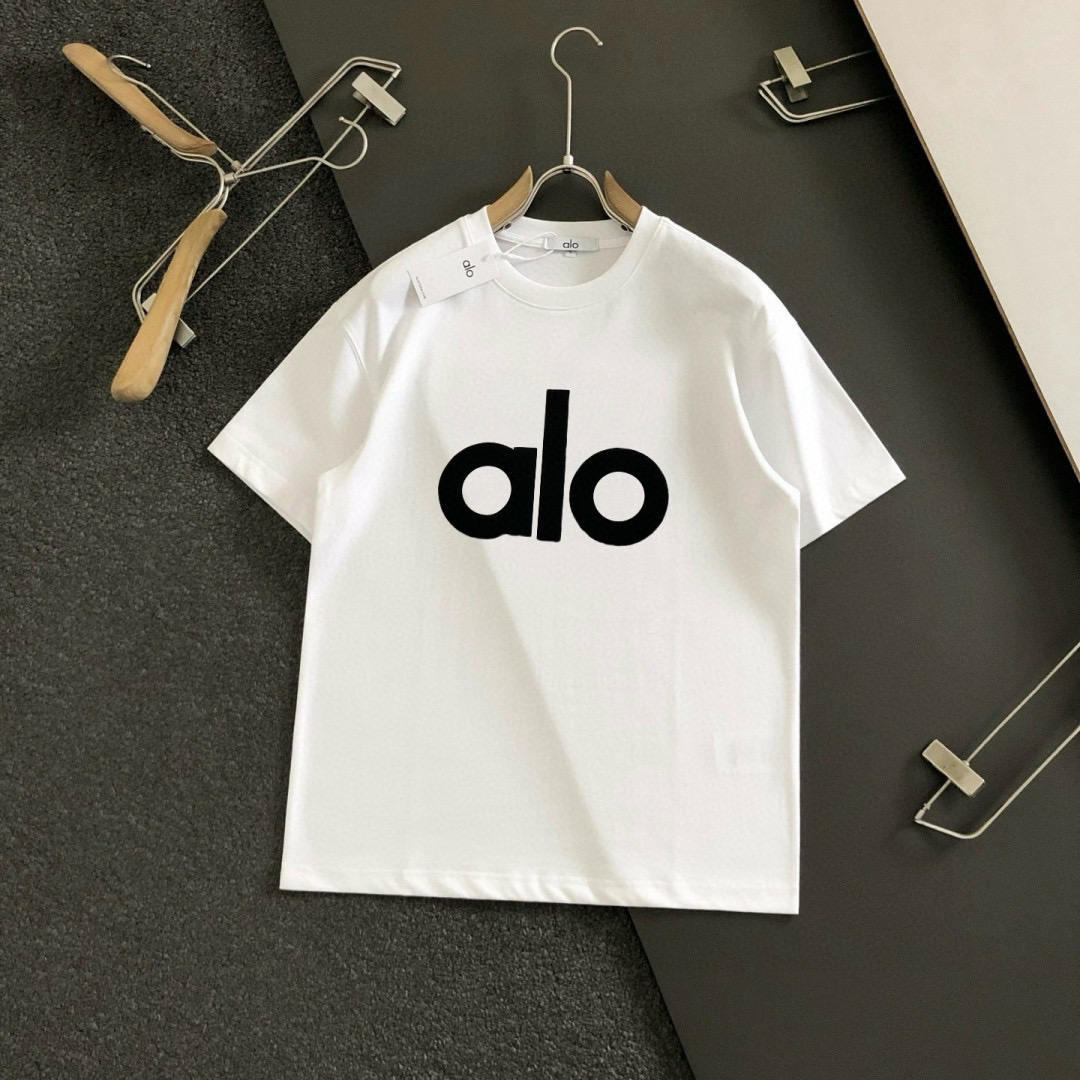  ALO  2025春夏新款首发专柜最新款短袖圆领T恤 高端订制 设计前卫时尚！品牌logo重工艺设计 