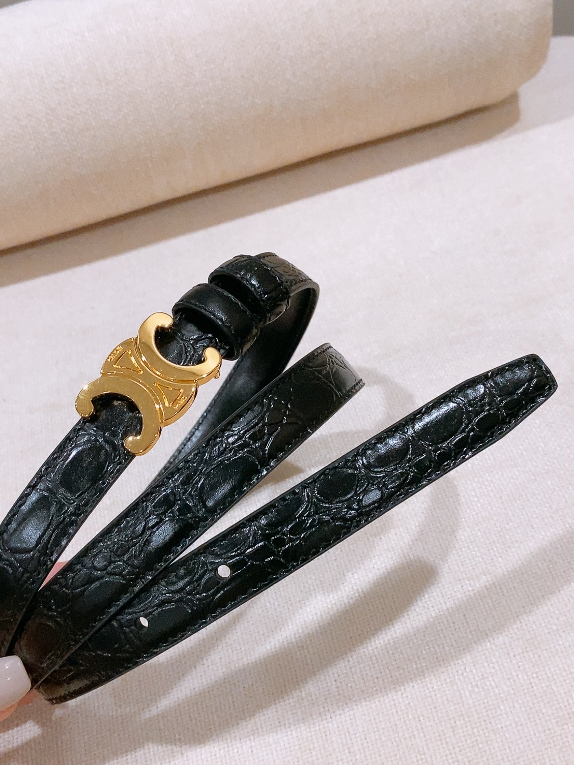 Celine双面窄版腰带  （1.8cm) 凯旋门