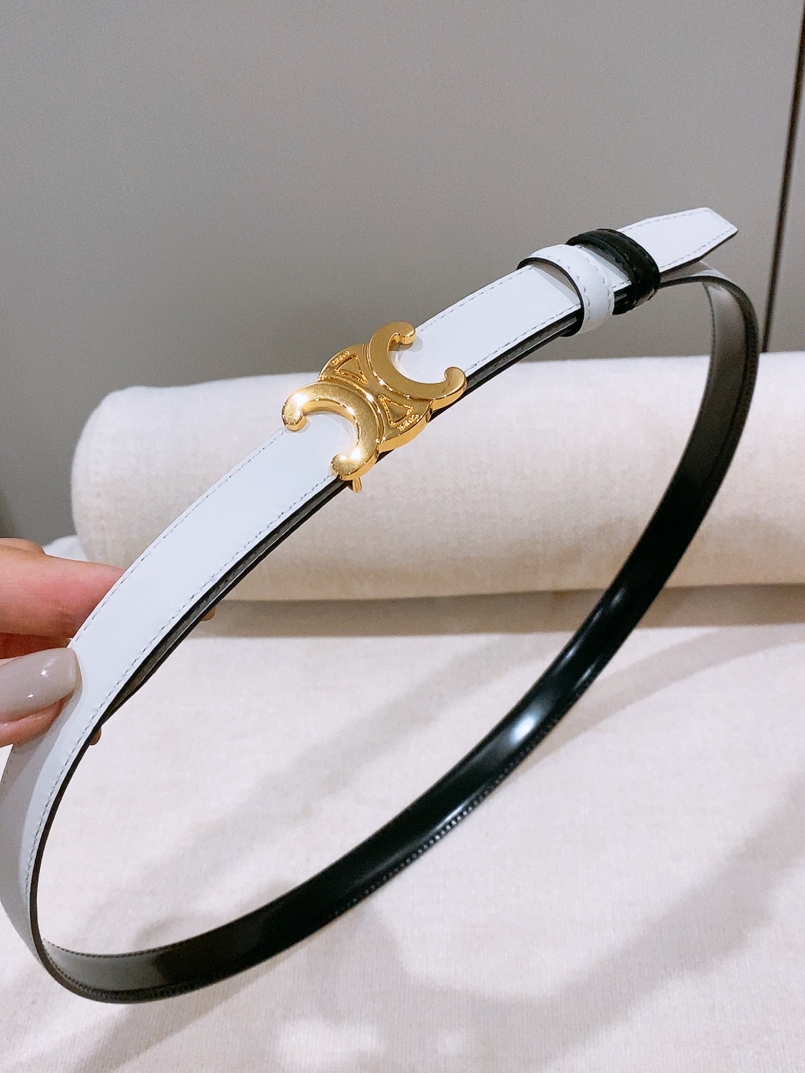 Celine双面窄版腰带  （1.8cm) 凯旋门