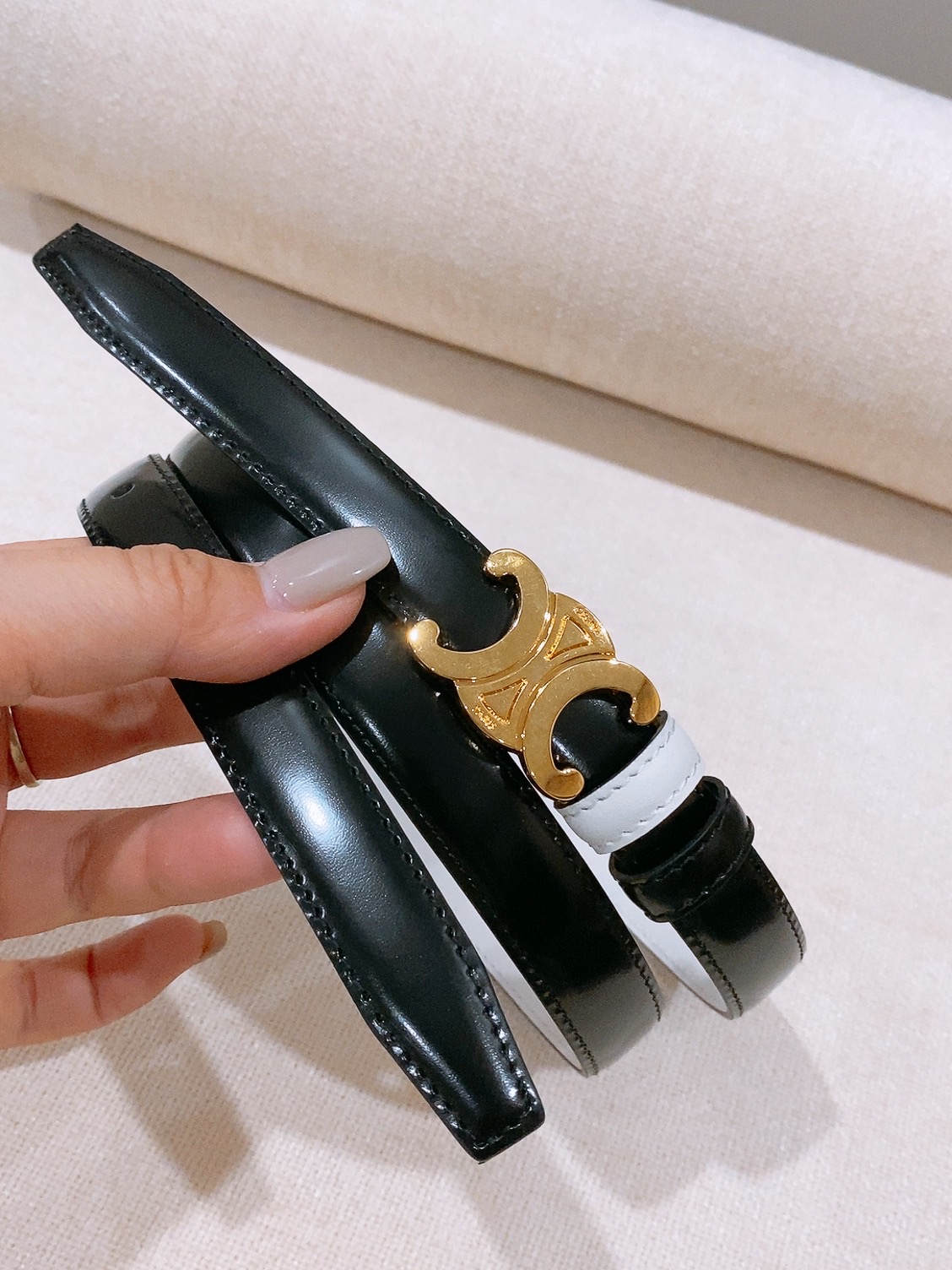 Celine双面窄版腰带  （1.8cm) 凯旋门