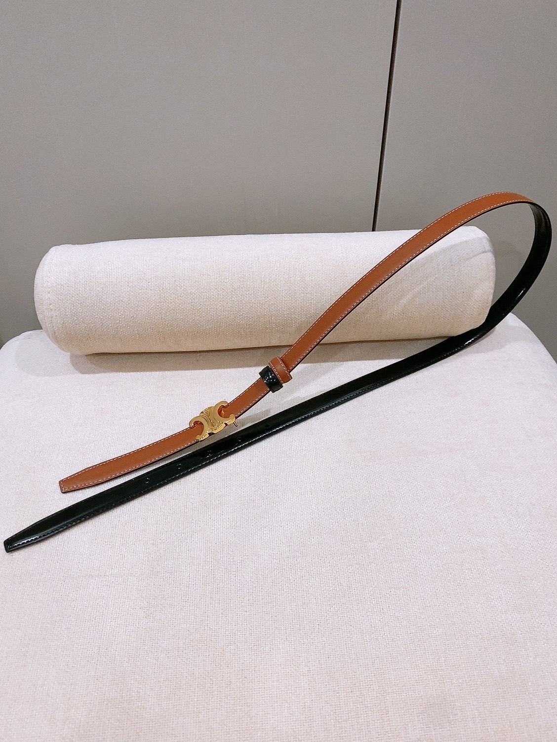 Celine双面窄版腰带  （1.8cm) 凯旋门