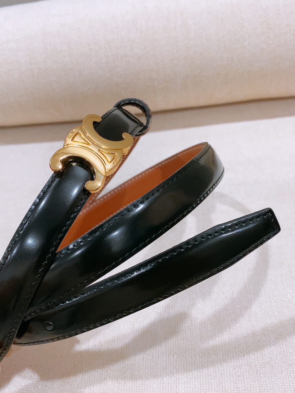 Celine双面窄版腰带  （1.8cm) 凯旋门