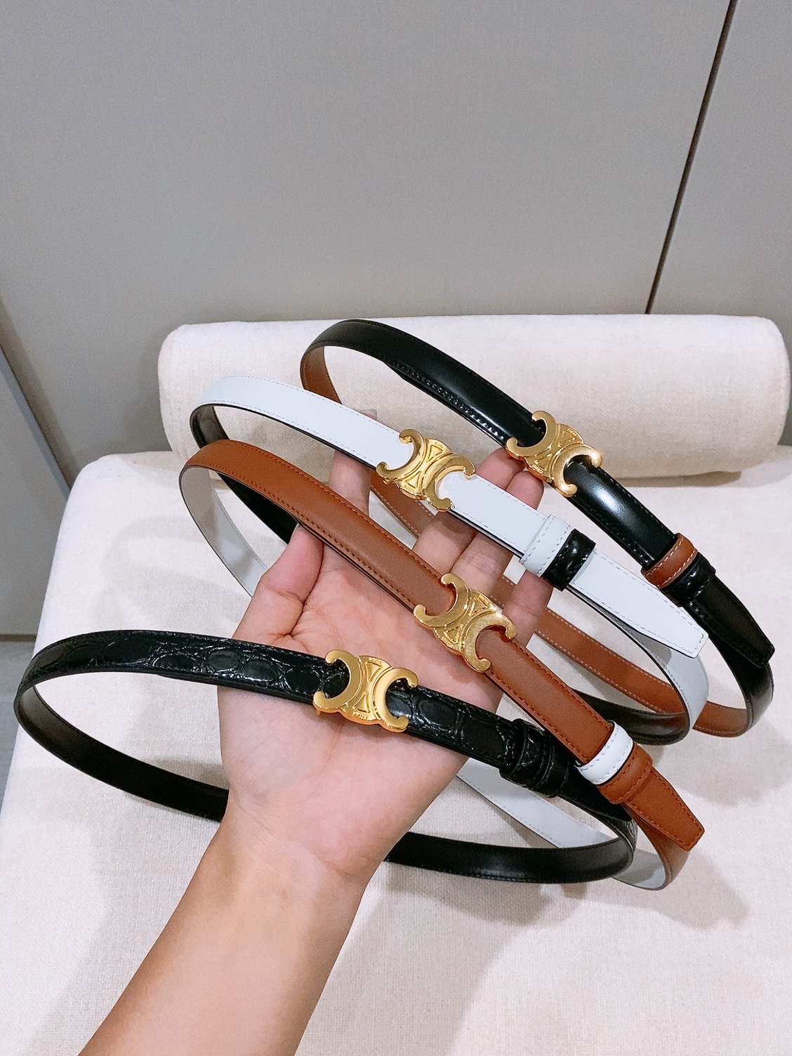 Celine双面窄版腰带  （1.8cm) 凯旋门