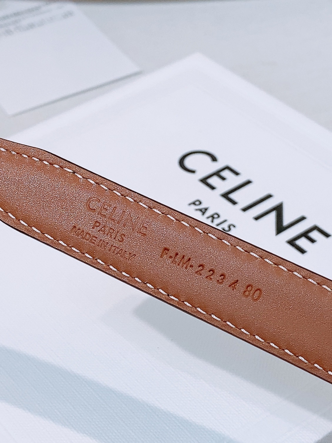 Celine双面窄版腰带 （1.8cm) 凯旋门