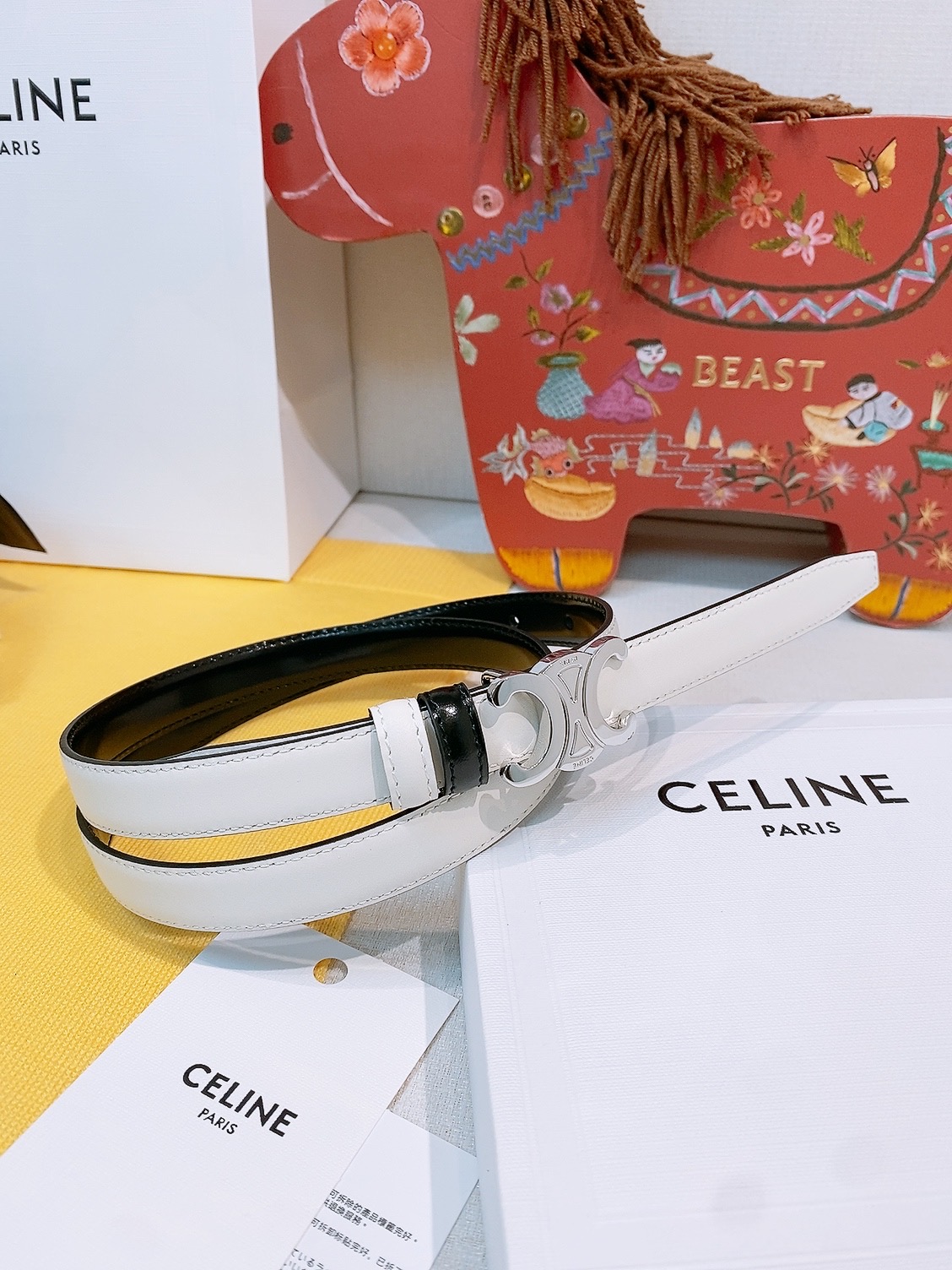 Celine双面窄版腰带 （1.8cm) 凯旋门