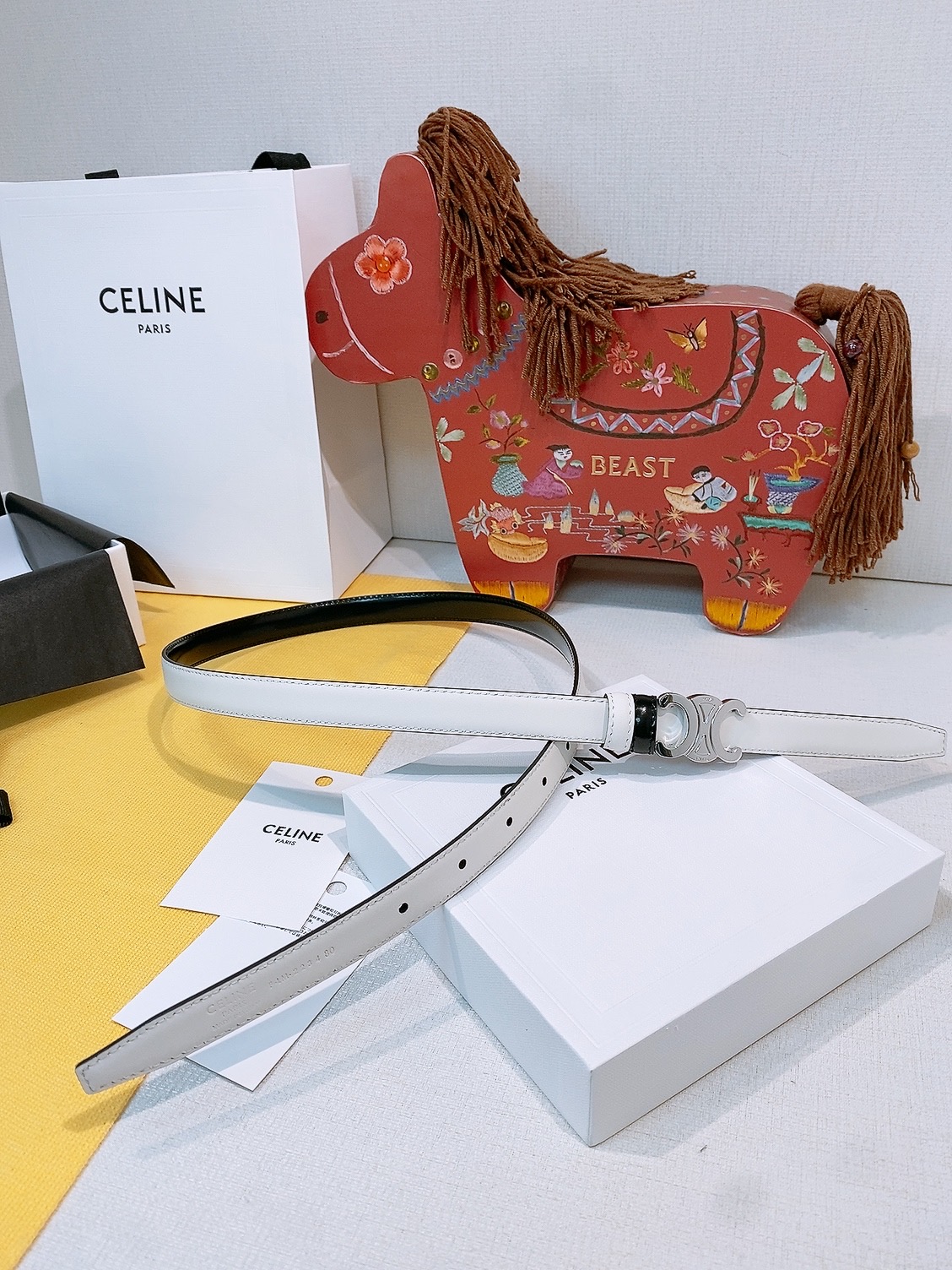 Celine双面窄版腰带 （1.8cm) 凯旋门