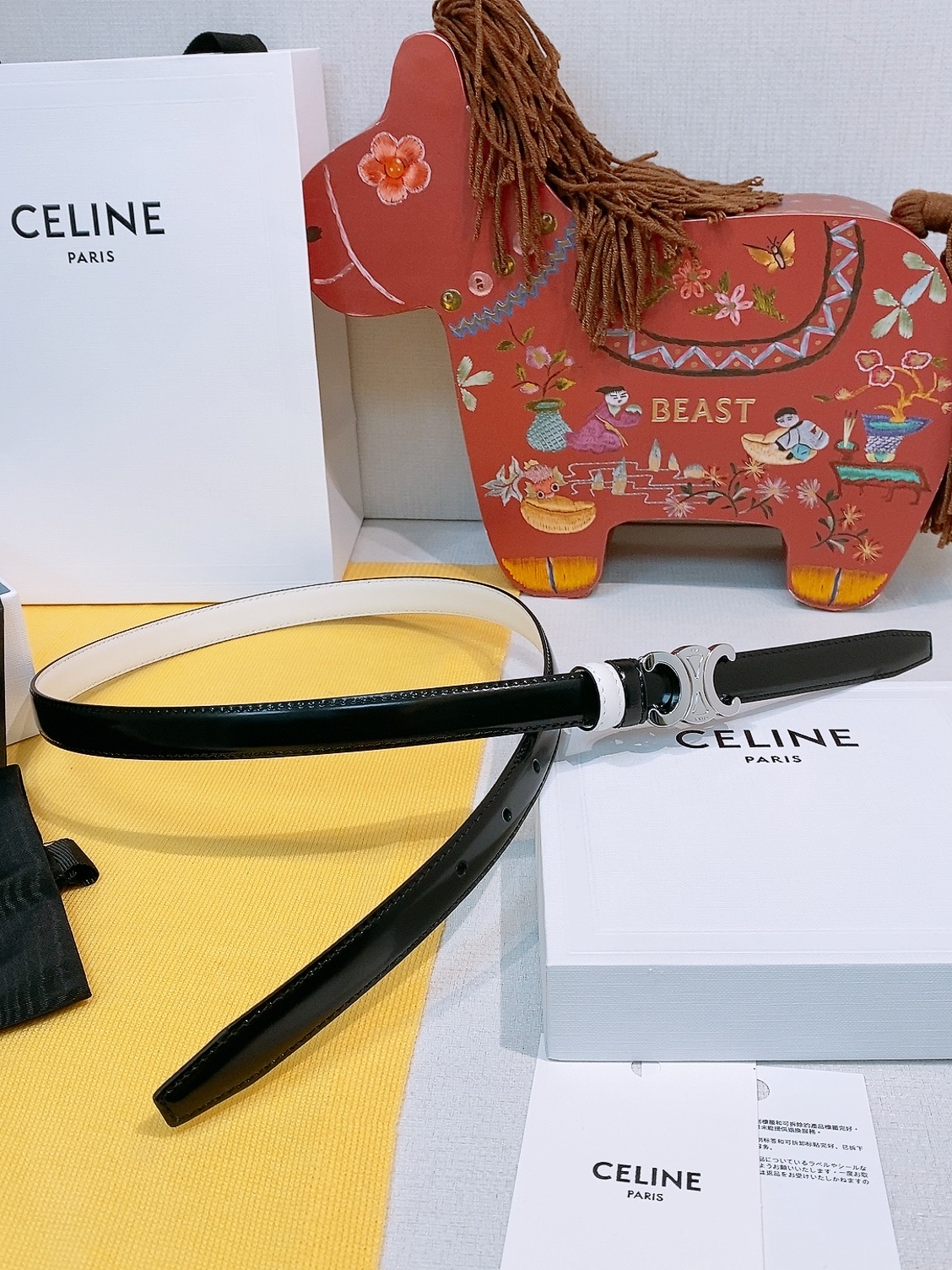 Celine双面窄版腰带 （1.8cm) 凯旋门